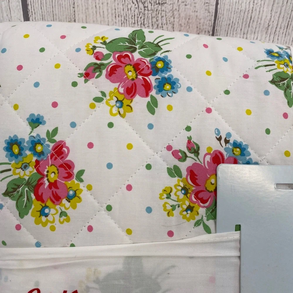 Cath Kidston Bunches Pink King Quilt White Floral Polka Dot Cotton Bedspread